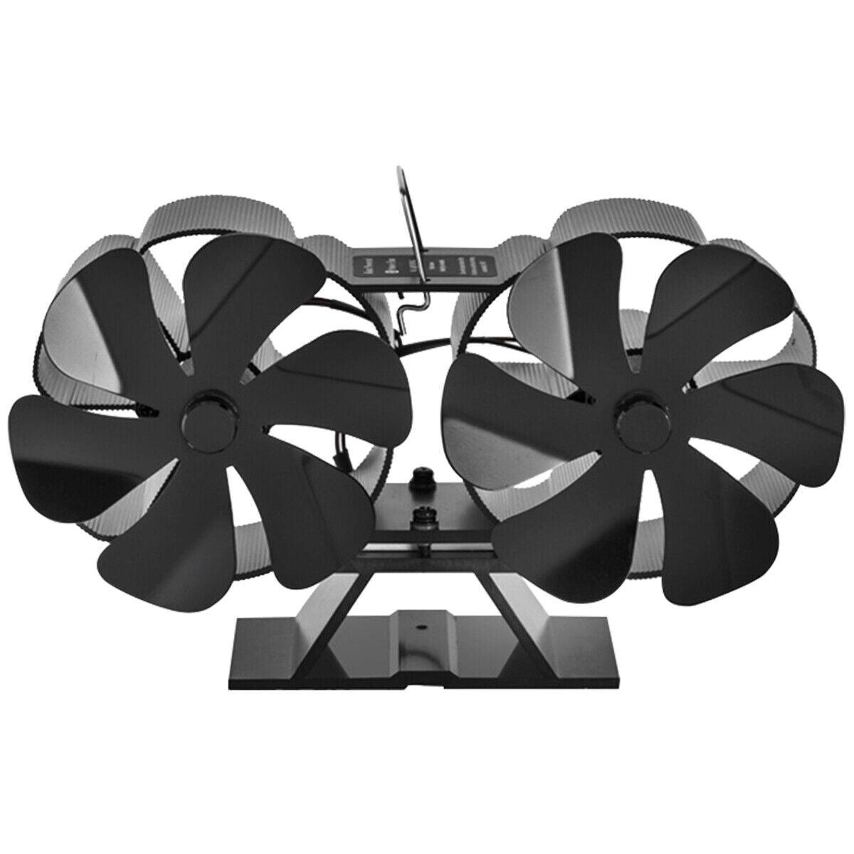 12Blade Fan Heat Self-Powered Wood Stove Top Burner Fireplace Silent Eco Heater.