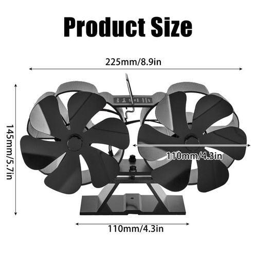 12Blade Fan Heat Self-Powered Wood Stove Top Burner Fireplace Silent Eco Heater.