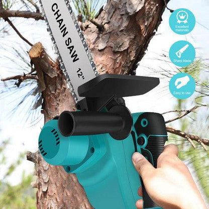 12"inch Cordless Electric Chainsaw + 2 Battery 2 Chain Brushless Wood Cutter Saw.