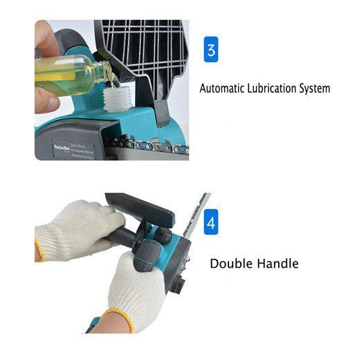 12"inch Cordless Electric Chainsaw + 2 Battery 2 Chain Brushless Wood Cutter Saw.