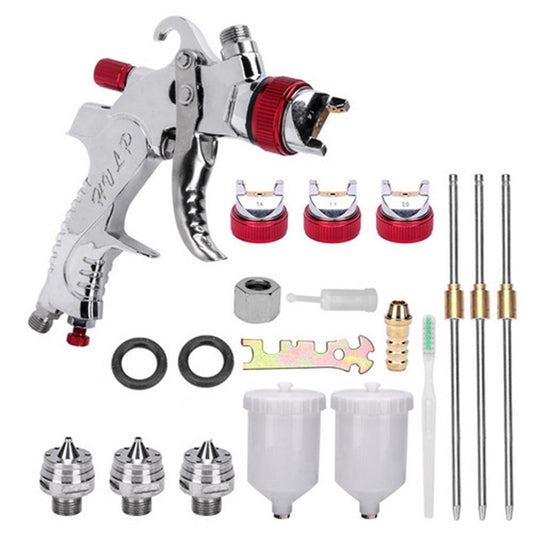 Spray Gun Kit HVLP Gravity Feed Air Paint Sprayer 3 Nozzles 1.4mm 1.7mm 2mm.