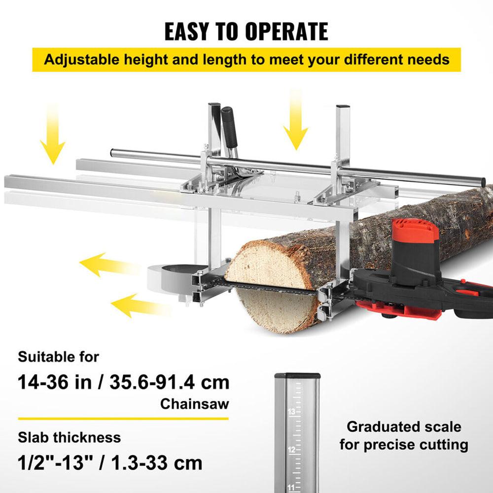 Chainsaw Mill For Saws 14"-36" Bar Furniture Making Wood Cutting Aluminum Steel.