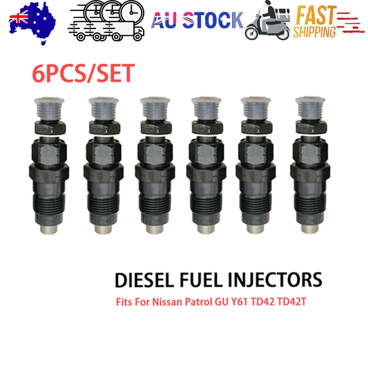 6PCS New Diesel Fuel Injectors Fits For Nissan Patrol GU Y61 TD42 TD42T AU.