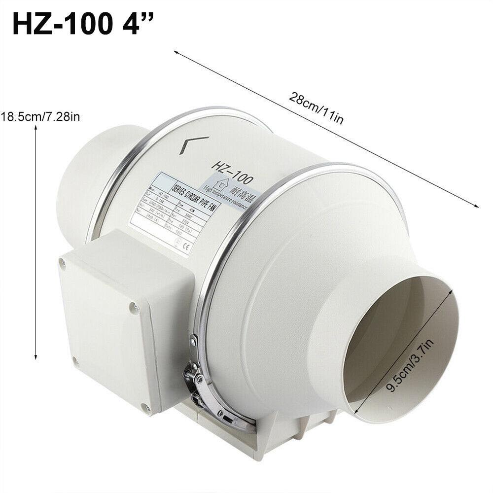 4'' Extractor Fan Duct Hydroponic Inline Exhaust Vent Industrial.