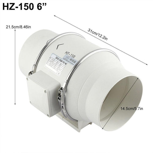 6'' Extractor Fan Duct Hydroponic Inline Exhaust Vent Industrial.