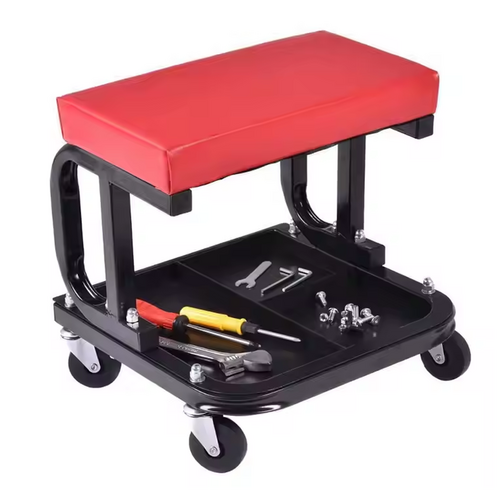 Padded Rolling Creeper Garage Mechanics Roller Seat Stool Chair with Tool Tray.