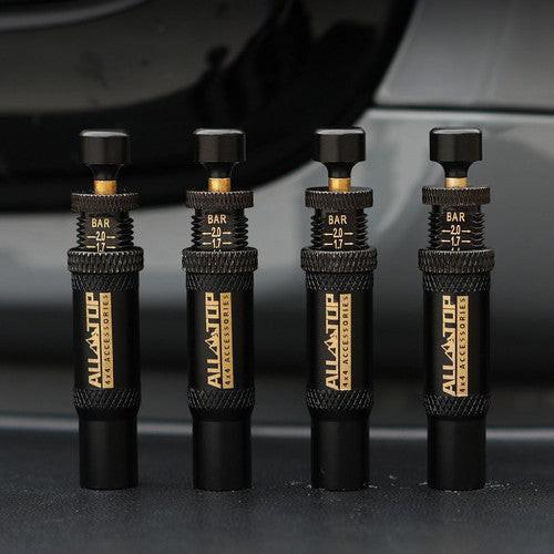 Adjustable Auto-Stop Tire Deflator Valve Kit 10-30 PSI 4PCS Screw-on for Offroad.