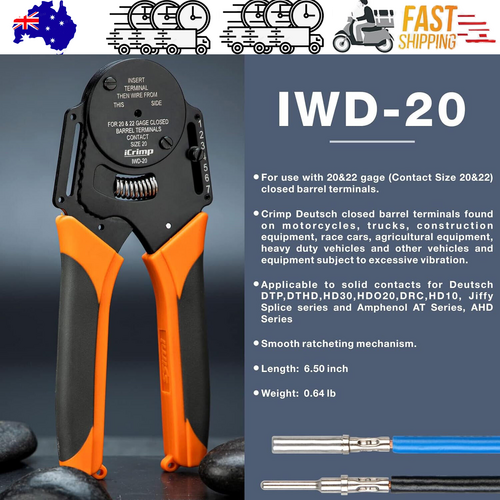 DT20 Crimper 4 Way Indent,8 Impression iCrimp Closed Barrel Type Deutsch Crimper.