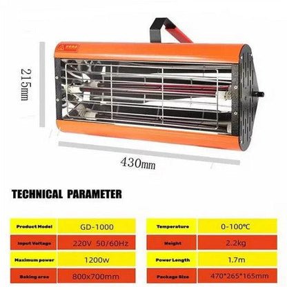 1200W Shortwave Infrared Paint curing Lamp Spray Painting Solary Baking Dryer.