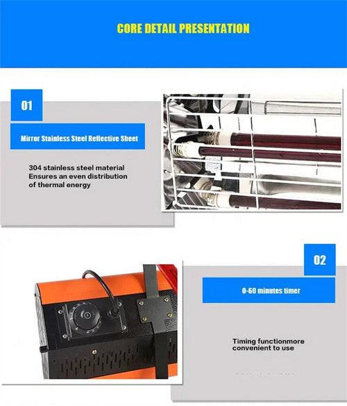 1200W Shortwave Infrared Paint curing Lamp Spray Painting Solary Baking Dryer.