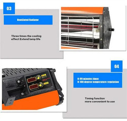 1200W Shortwave Infrared Paint curing Lamp Spray Painting Solary Baking Dryer.