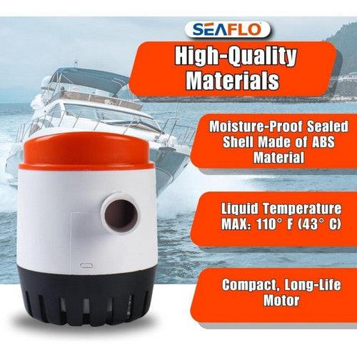 SEAFLO 12V 1100GPH Automatic Bilge Pump Marine Boat Auto Submersible Pump.