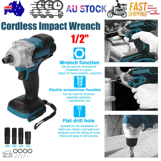 1/2" Cordless Impact Wrench Driver Brushless Rattle Gun For Makita 18V Battery.