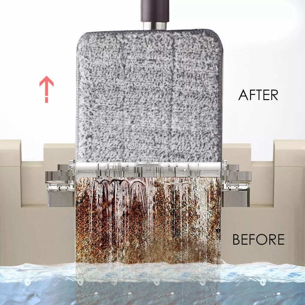 Mop Bucket Wet Dry Rinse Wash 360 Rotating Squeeze Flat Floor Cleaner with Pads.