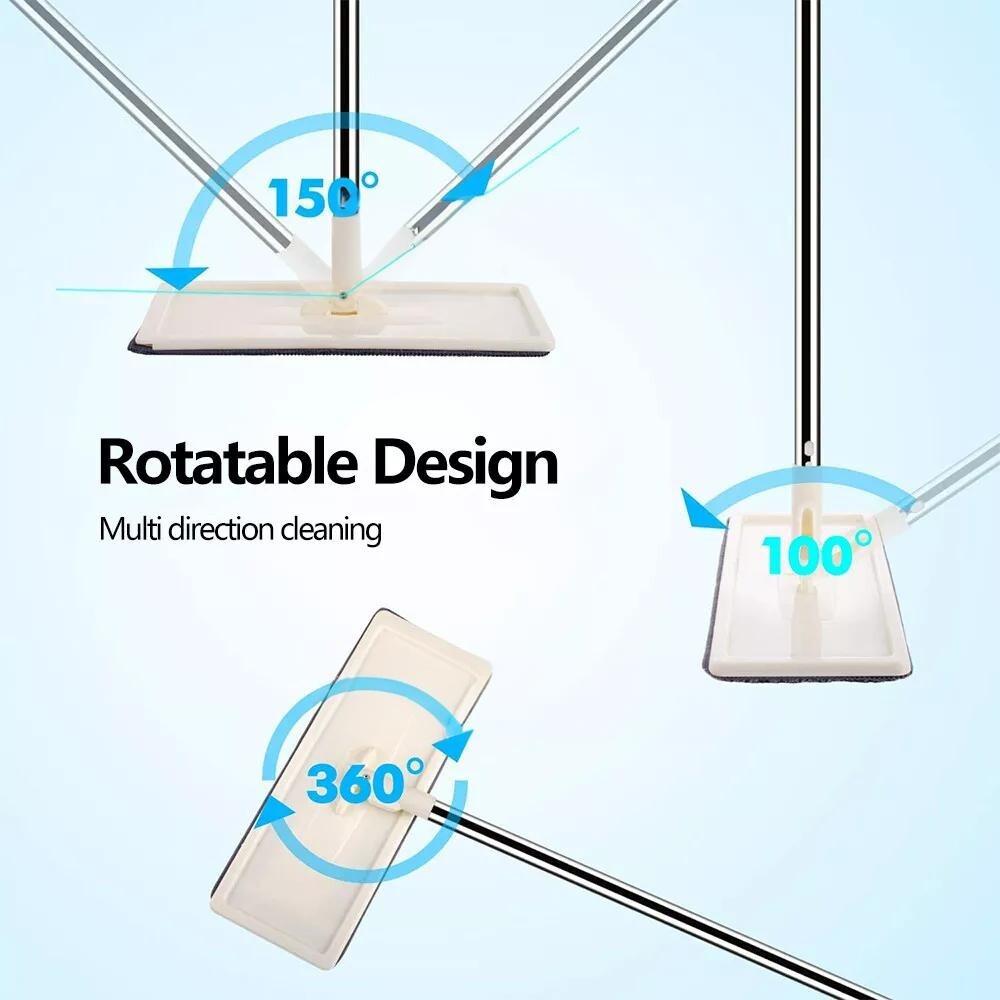 Mop Bucket Wet Dry Rinse Wash 360 Rotating Squeeze Flat Floor Cleaner with Pads.