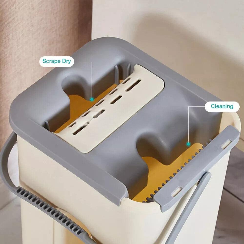 Mop Bucket Wet Dry Rinse Wash 360 Rotating Squeeze Flat Floor Cleaner with Pads.