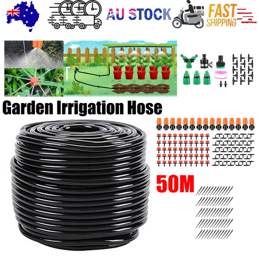 201X 50M Hose Garden Irrigation System Greenhouse Plant Watering DIY Micro Drip.