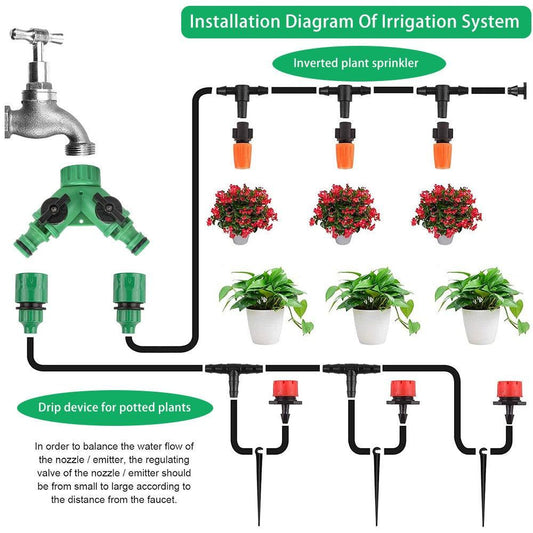 201X 50M Hose Garden Irrigation System Greenhouse Plant Watering DIY Micro Drip.