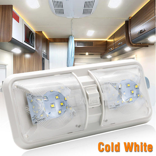 12V RV Interior LED Ceiling Light Boat Camper Caravan Trailer Double Dome Light.