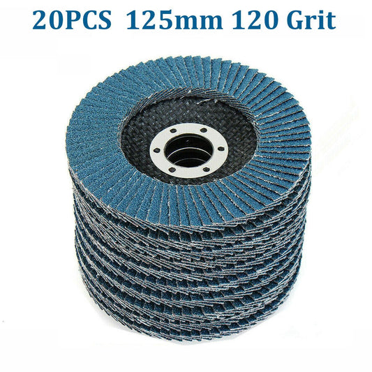 20PCS 5" 125MM Angle Grinder Flap Sanding Disc 120 Grit Grinding Wheel.