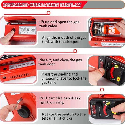 Portable Butane Gas Heater Camping Camp Tent Outdoor Hiking Camper Survival Red.