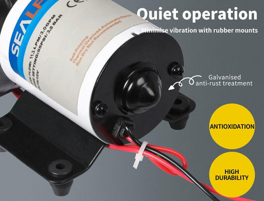 12V Caravan Water Pump High Pressure Self-priming rv Camping Boat 55PSI 11.3L/M.
