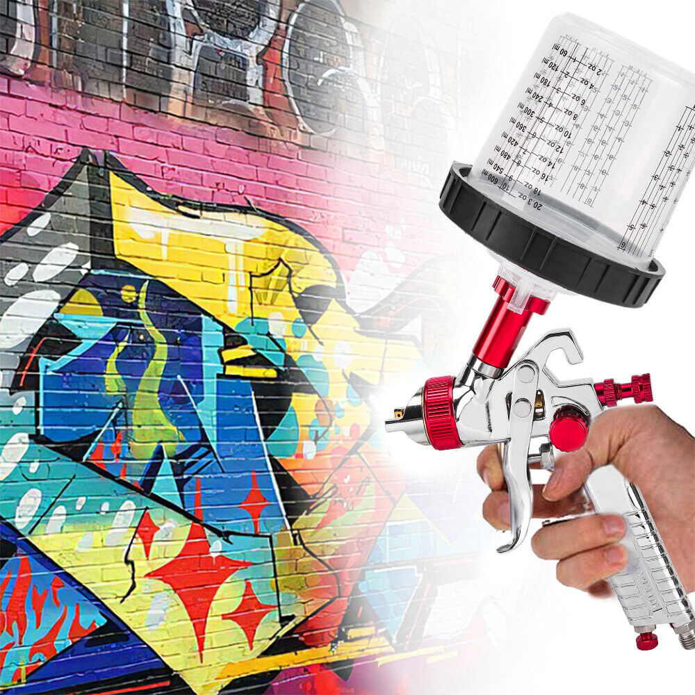 Air HVLP Spray Gun Paint Gun 600CC Gravity Feed Cup 1.4mm 1.7mm 2mm Tip AU Stock.