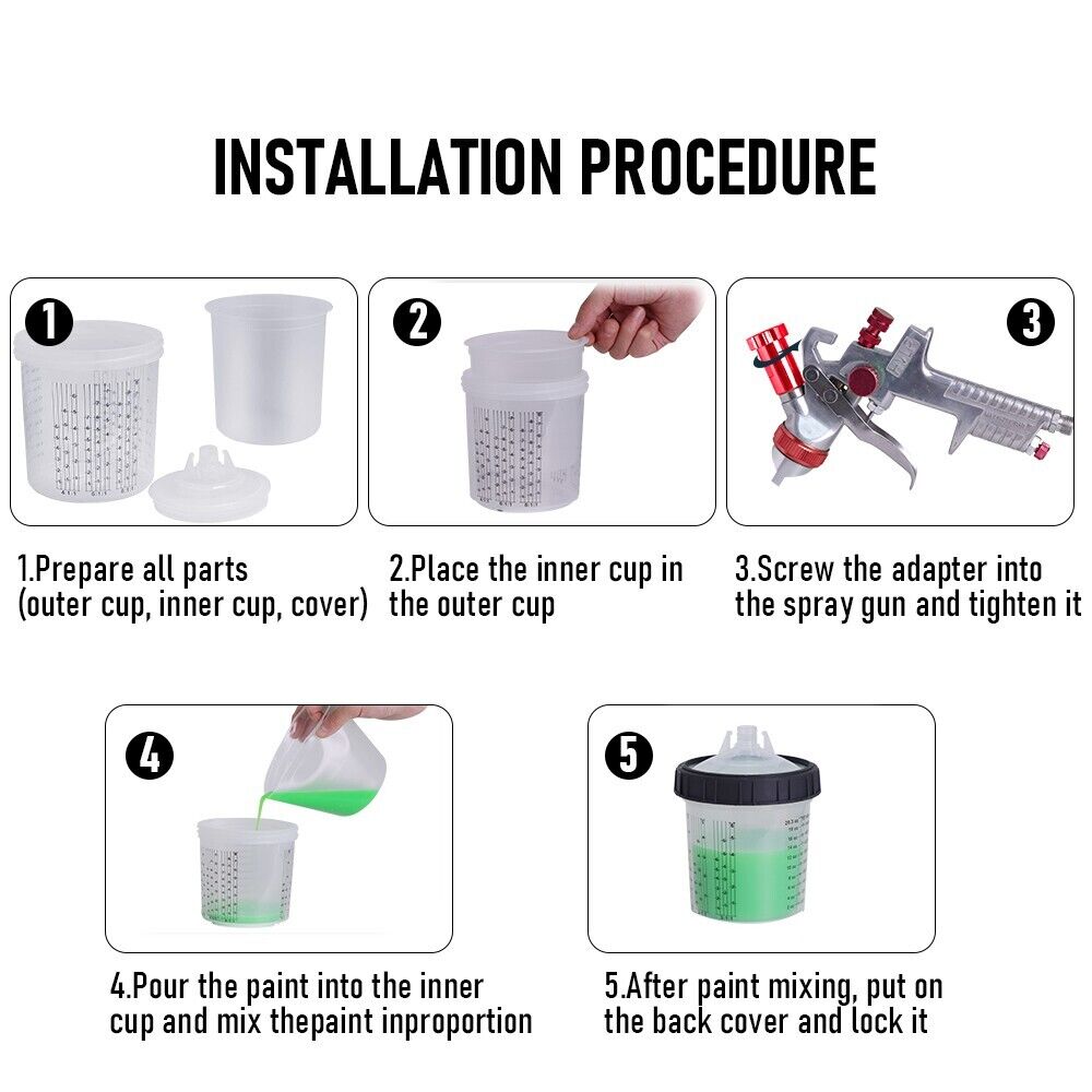 Air HVLP Spray Gun Paint Gun 600CC Gravity Feed Cup 1.4mm 1.7mm 2mm Tip AU Stock.
