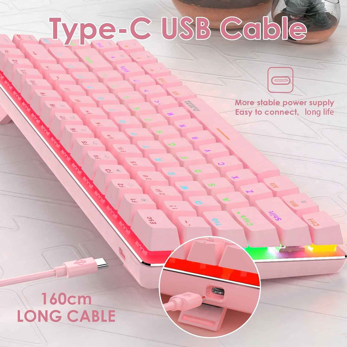 AK33 82 keys Compact Gaming Mechanical Keyboard with Anti-ghosting Keys for Game