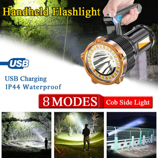 Most Powerful 1200lm LED Flashlight Super Bright Torch Lamp USB Rechargeable.