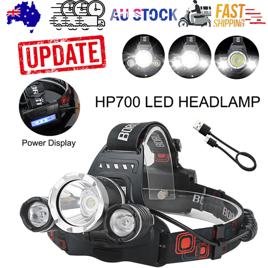 HP700 LED Headlamp Head Torch Lamp Rechargeable Light Headlight  Camping.