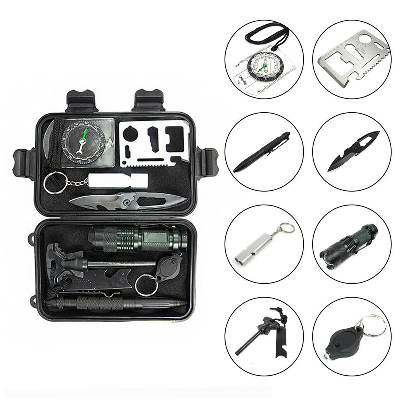 Camping Tool Emergency Survival Equipment Set Outdoor Sport Tactical Hiking Kit.