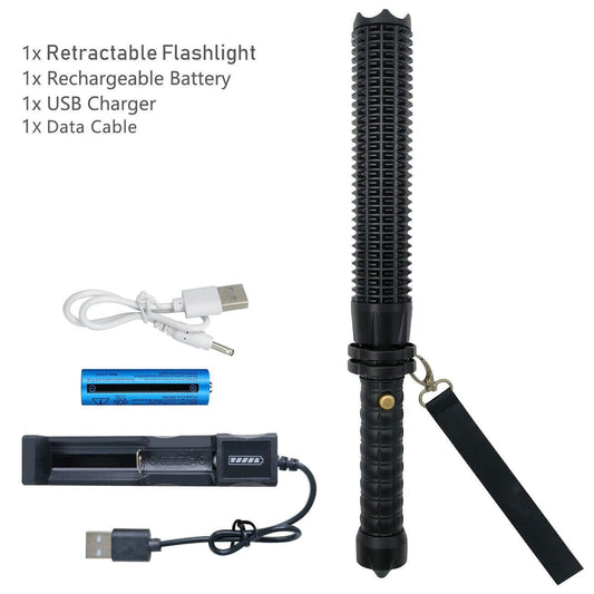 Baseball LED Flashlight Rechargeable Zoom Police Security Torch Baton Lamp Light.