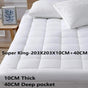 1500GSM Bamboo Mattress Topper Extra Thick 10CM Bed Topper super King: 203 x 203 + 40 cm