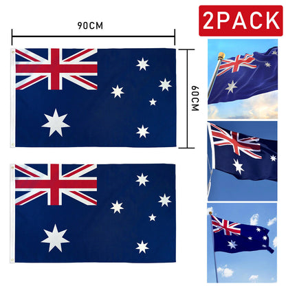 2 Pack Australian Aussie Flag Australia Day Oz AU 2x3ft 60x90cm Polyester