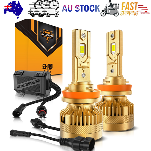 S3 PRO Series H11 Dual Copper Pipe 12V Matching Decoder 120W Gold Aluminum Components AUXBEAM.