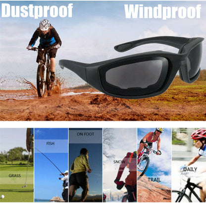 3pcs Chopper Foam Padded Motorcycle Riding Glasses Sunglasses Windproof Goggles
