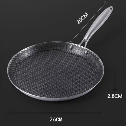 26cm Stainless Steel Crepe Pan Non-Stick Pan Honeycomb Coating Frying Pan Pizza6299