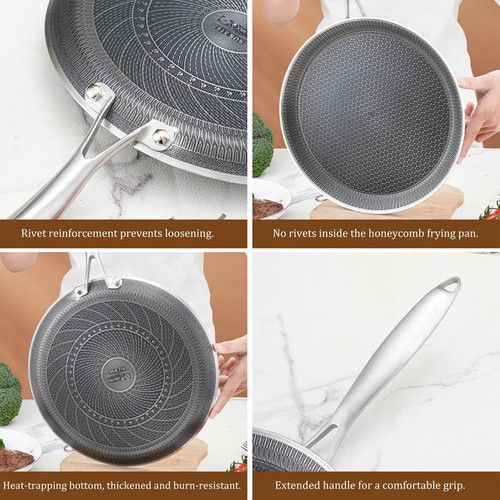 26cm Stainless Steel Crepe Pan Non-Stick Pan Honeycomb Coating Frying Pan Pizza6299