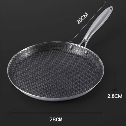 28cm Stainless Steel Crepe Pan Non-Stick Pan Honeycomb Coating Frying Pan Pizza6299