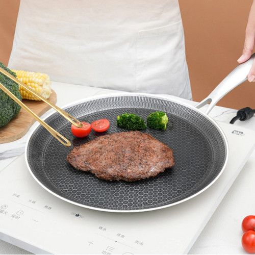 28cm Stainless Steel Crepe Pan Non-Stick Pan Honeycomb Coating Frying Pan Pizza6299