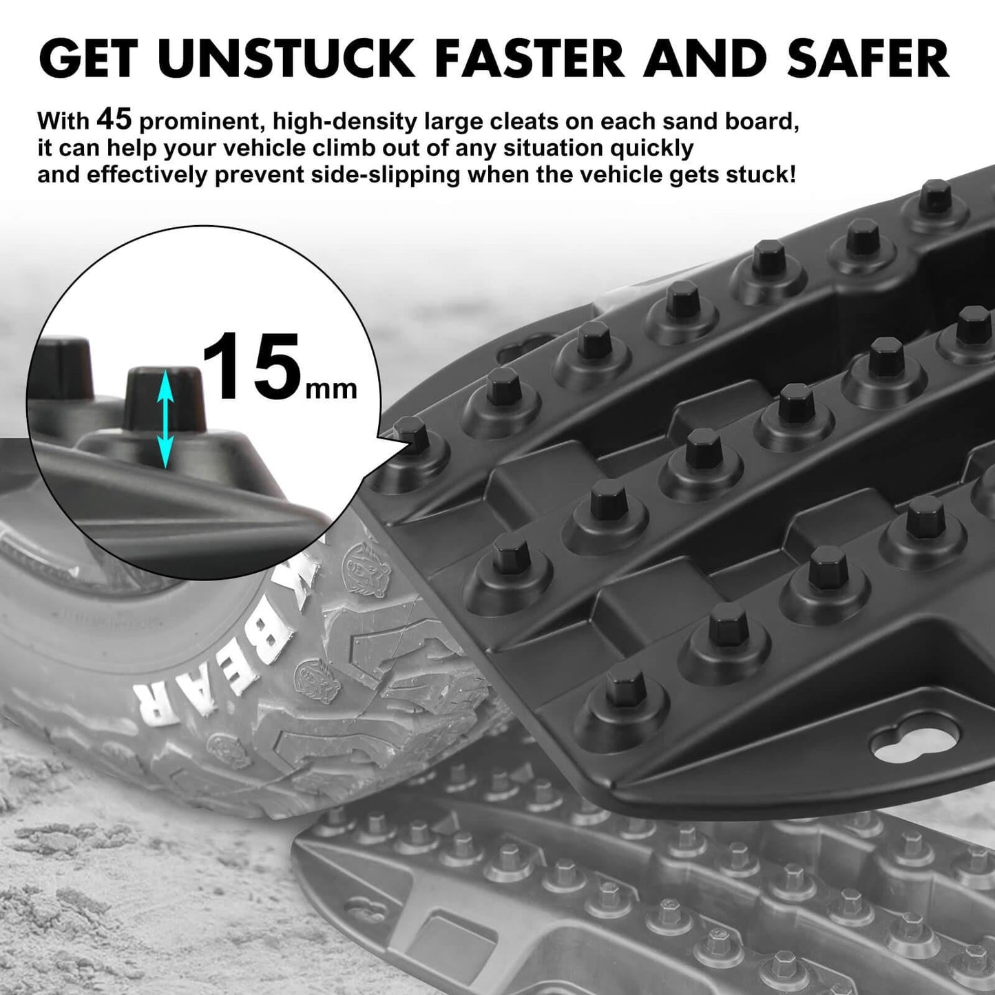 X-BULL Mini Recovery Tracks Traction Boards Sand Mud Snow 4WD 4x4 Vehicle 1 Pair Black.