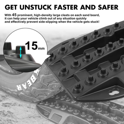 X-BULL Mini Recovery Tracks Traction Boards Sand Mud Snow 4WD 4x4 Vehicle 1 Pair Black.