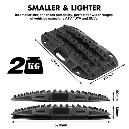 X-BULL Mini Recovery Tracks Traction Boards Sand Mud Snow 4WD 4x4 Vehicle 1 Pair Black.