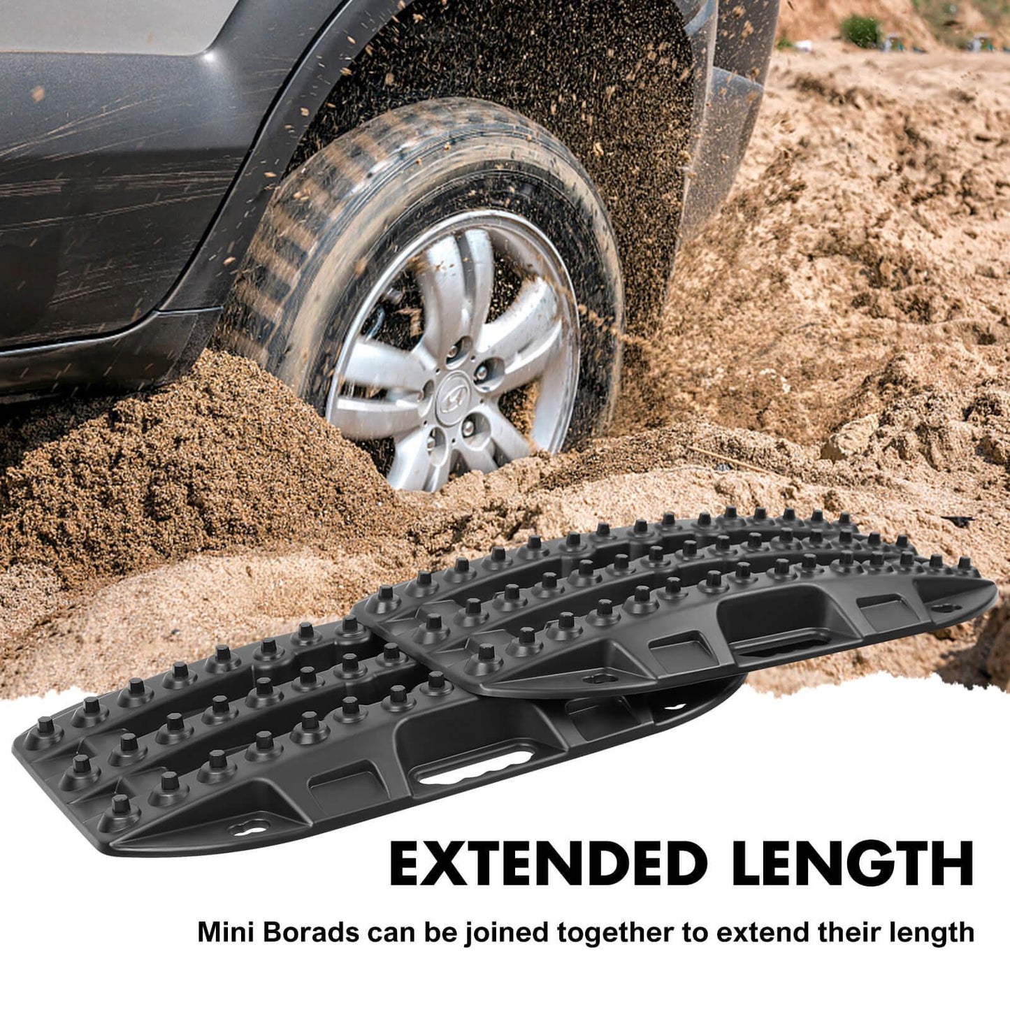 X-BULL Mini Recovery Tracks Traction Boards Sand Mud Snow 4WD 4x4 Vehicle 1 Pair Black.
