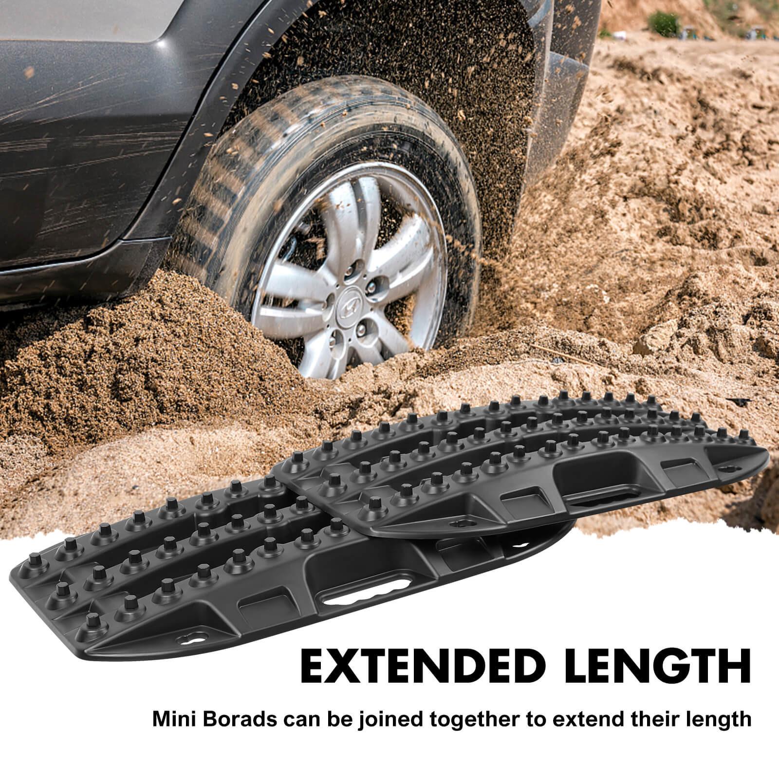 X-BULL Mini Recovery Tracks Traction Boards Sand Mud Snow 4WD 4x4 Vehicle 1 Pair Black.