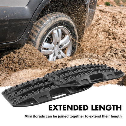 X-BULL Mini Recovery Tracks Traction Boards Sand Mud Snow 4WD 4x4 Vehicle 1 Pair Black.