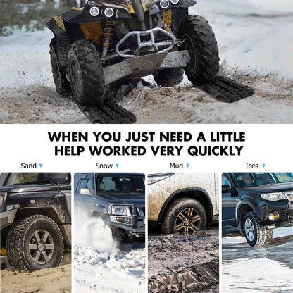 X-BULL Mini Recovery Tracks Traction Boards Sand Mud Snow 4WD 4x4 Vehicle 1 Pair Black.