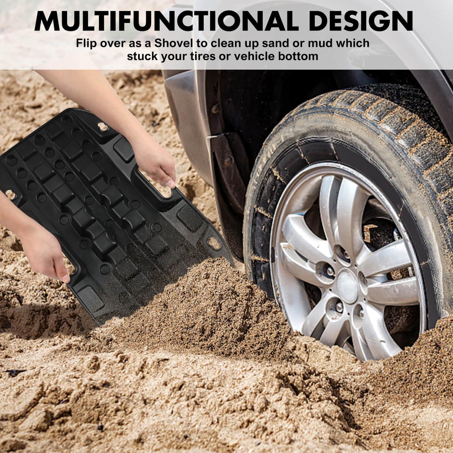 X-BULL Mini Recovery Tracks Traction Boards Sand Mud Snow 4WD 4x4 Vehicle 1 Pair Black.