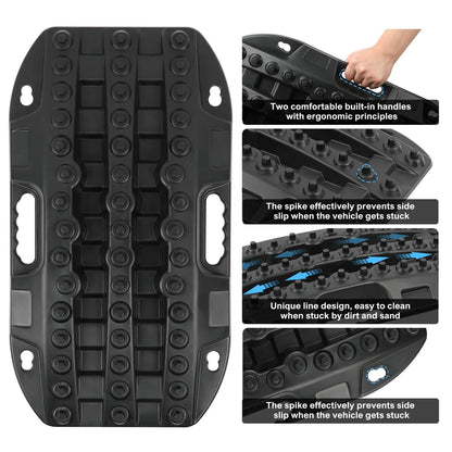X-BULL Mini Recovery Tracks Traction Boards Sand Mud Snow 4WD 4x4 Vehicle 1 Pair Black.